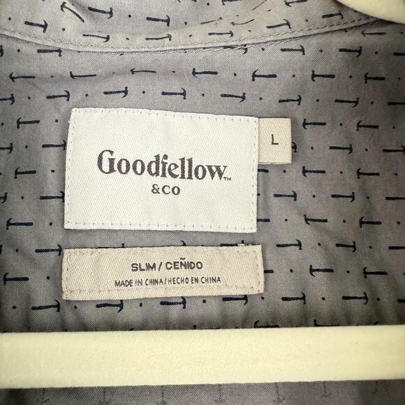 Goodfellow & Co Button-Up Mens L Gray Long Sleeve Slim Fit Casual Dress Shirt - Picture 3 of 11